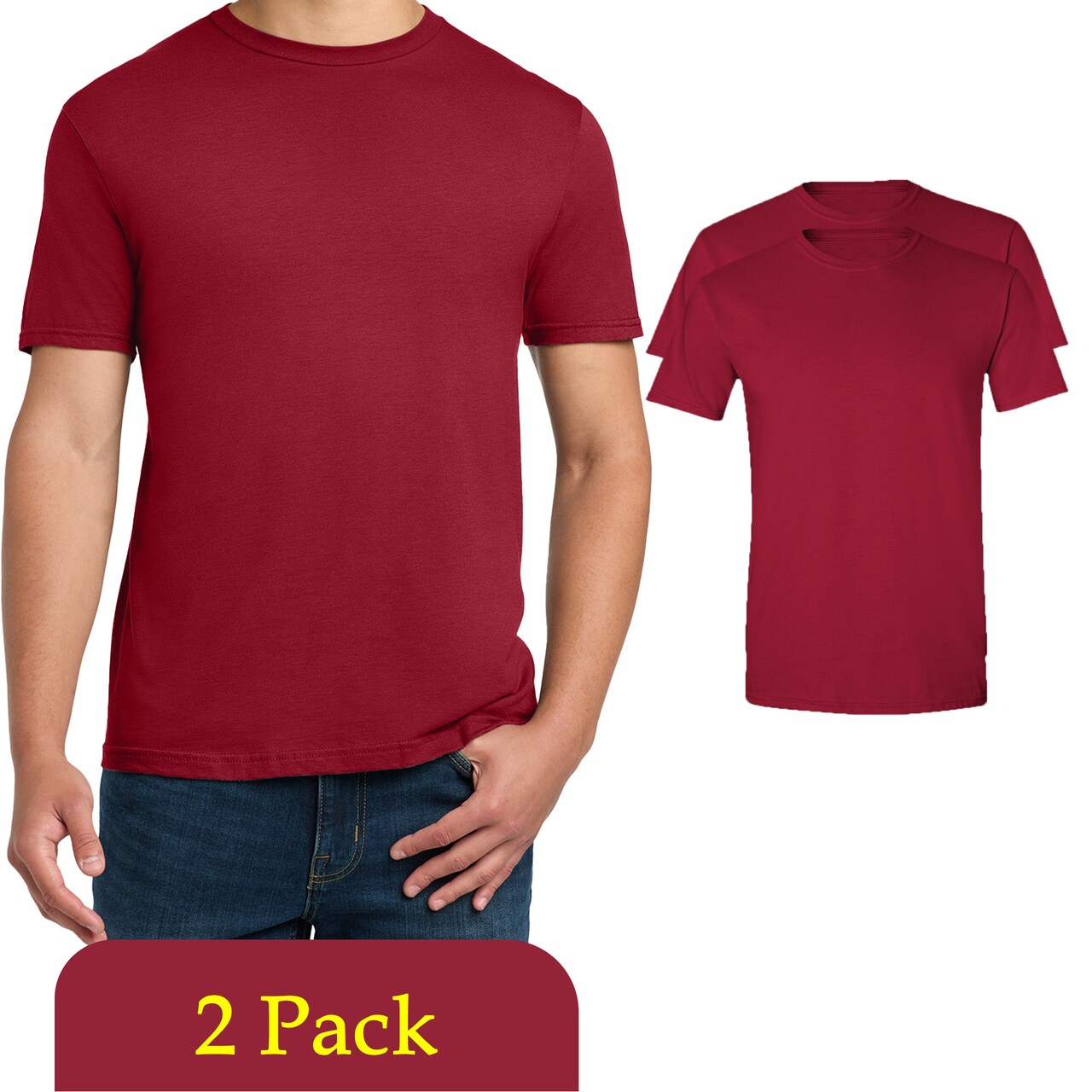 Gildan Unisex Cardinal Red Softstyle T-Shirt Blanks for Printing, Crewneck Tee